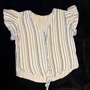 Beige and white striped blouse